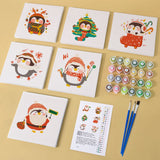 Malen nach Zahlen – 6 Mini-Gemälde | Süße Weihnachtspinguine